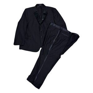 PRONTO UOMO Moores Luxury Designer Formal Business Black Tuxedo Suit Mens 54R